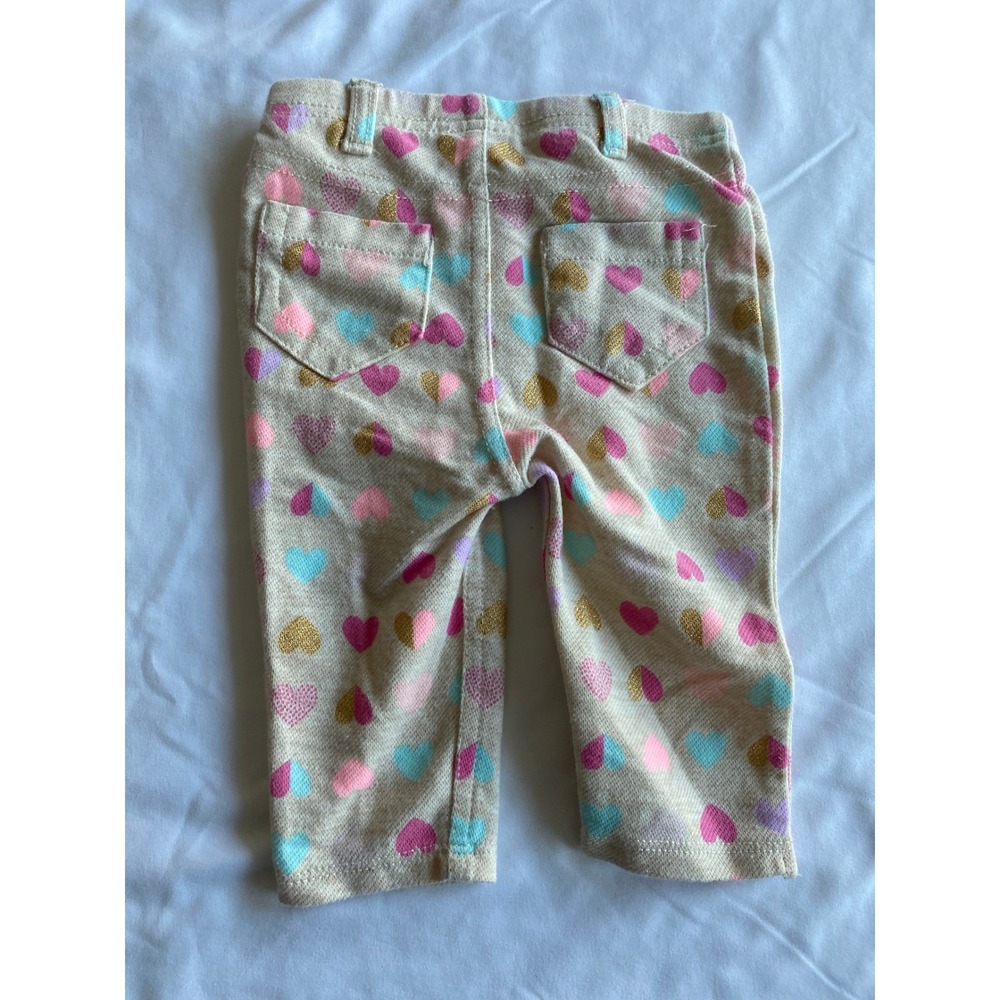 Garanimals Baby Girls Heart Print ADORABLE Pants Size 0-3M Oatmeal Pink